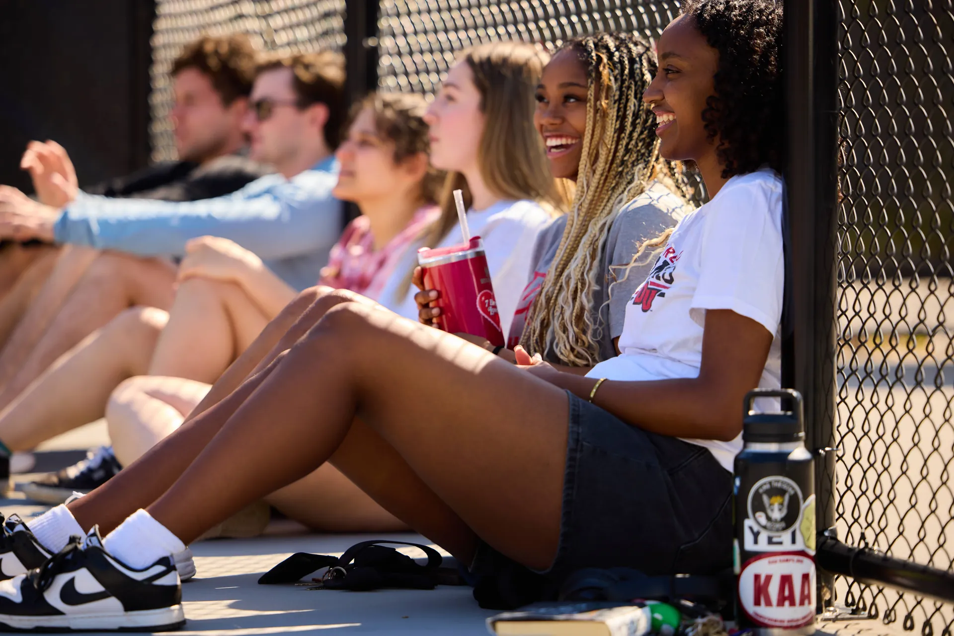 Students on campus in spring